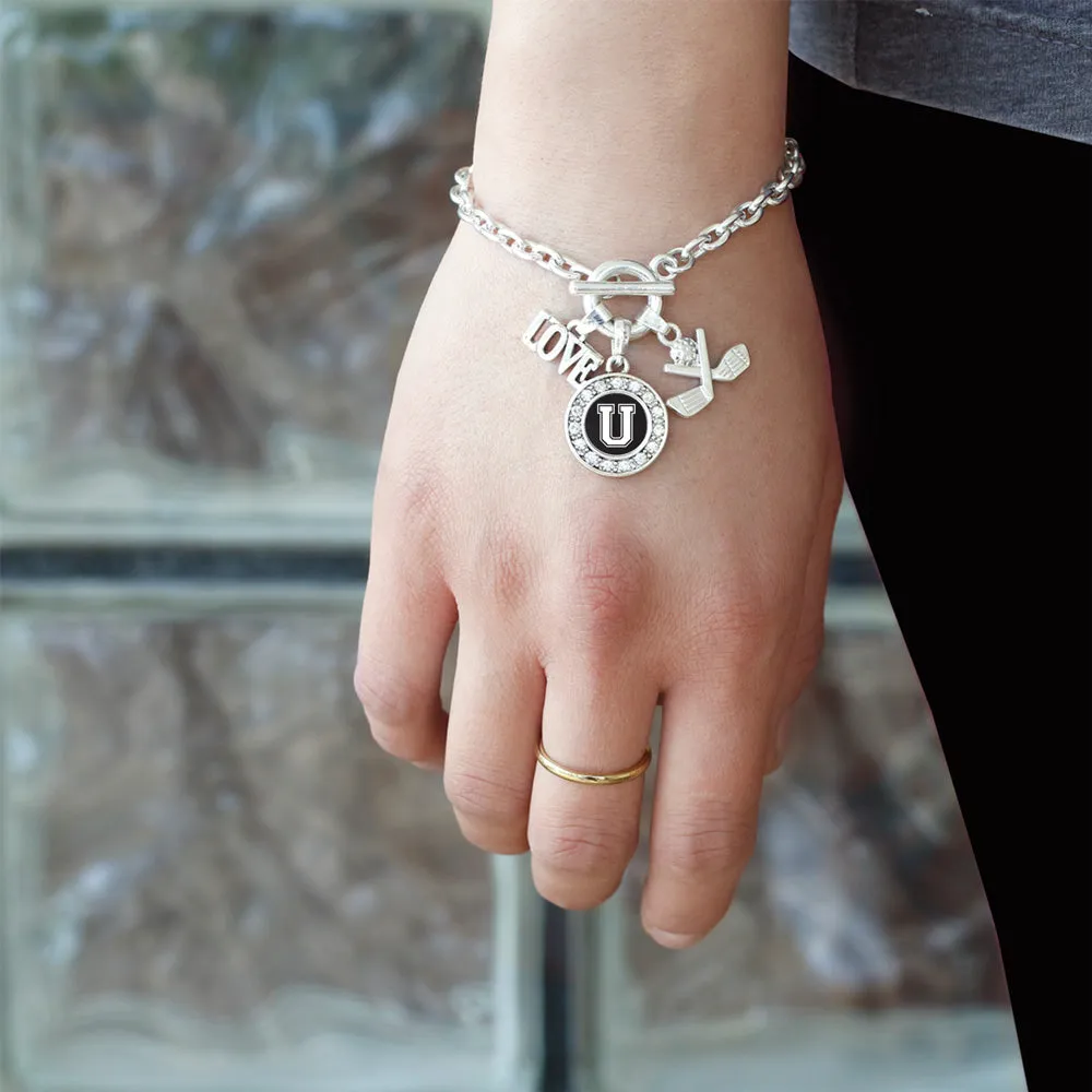 Silver Cheerleader - Sports Initial U Circle Charm Toggle Bracelet