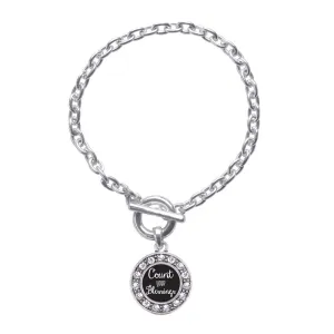 Silver Count Your Blessings Circle Charm Toggle Bracelet