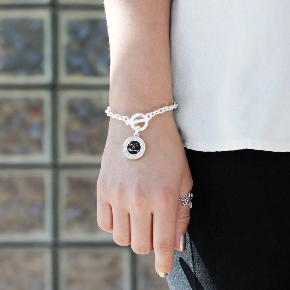 Silver Count Your Blessings Circle Charm Toggle Bracelet