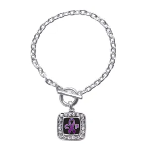 Silver Cystic Fibrosis Square Charm Toggle Bracelet