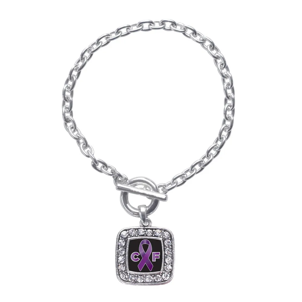 Silver Cystic Fibrosis Square Charm Toggle Bracelet