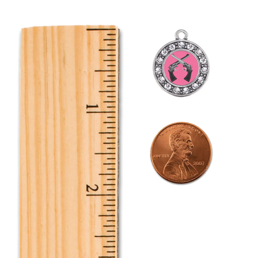 Silver Girls N' Guns Circle Charm Toggle Bracelet