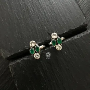 Silver Green Stone Toe Ring