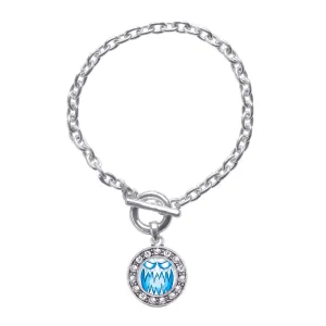 Silver Haunting Ghost Circle Charm Toggle Bracelet
