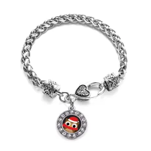Silver Holiday Hoot Circle Charm Braided Bracelet
