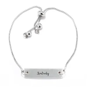 Silver Kentucky Adjustable Bar Bracelet