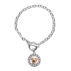 Silver Labrador Face Circle Charm Toggle Bracelet