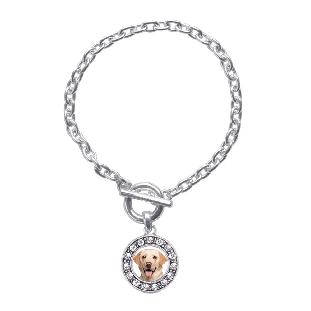 Silver Labrador Face Circle Charm Toggle Bracelet
