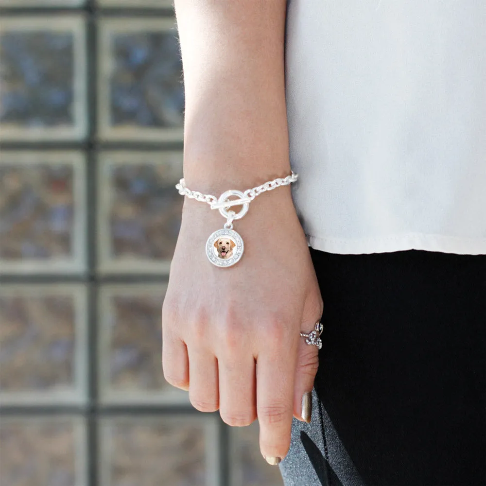 Silver Labrador Face Circle Charm Toggle Bracelet
