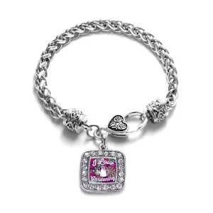 Silver Love To Garden Square Charm Braided Bracelet