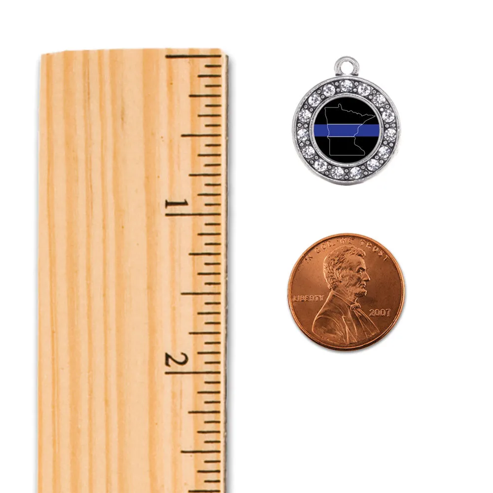 Silver Minnesota Thin Blue Line Circle Charm Toggle Bracelet