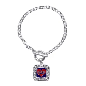 Silver National Guard Square Charm Toggle Bracelet