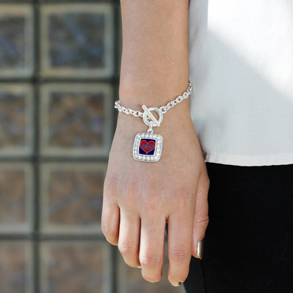 Silver National Guard Square Charm Toggle Bracelet