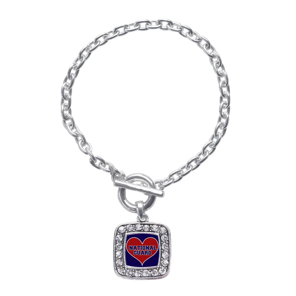 Silver National Guard Square Charm Toggle Bracelet