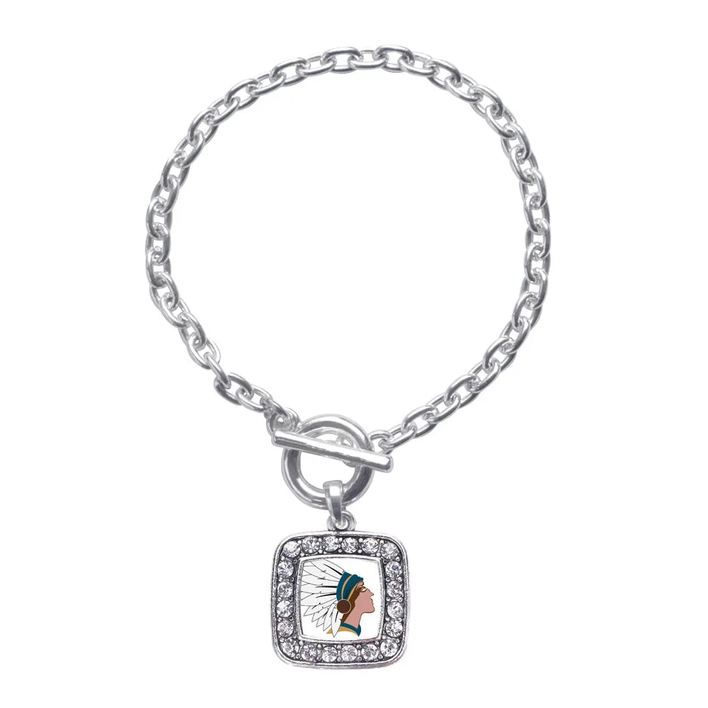 Silver Native American Square Charm Toggle Bracelet