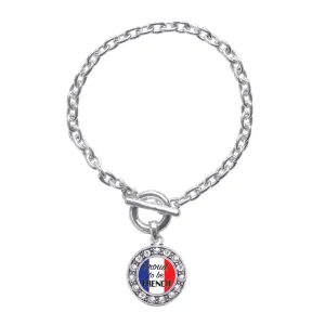 Silver Proud to be French Circle Charm Toggle Bracelet