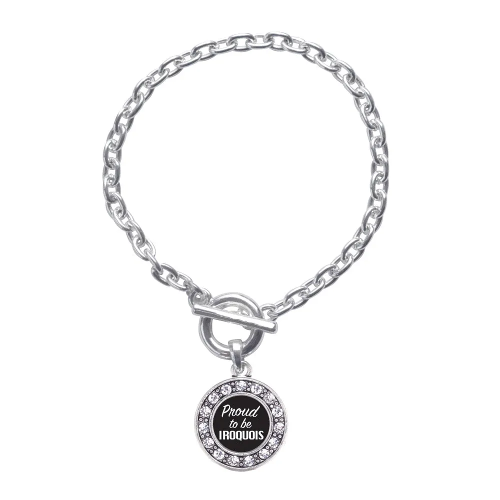 Silver Proud To Be Iroquois Circle Charm Toggle Bracelet