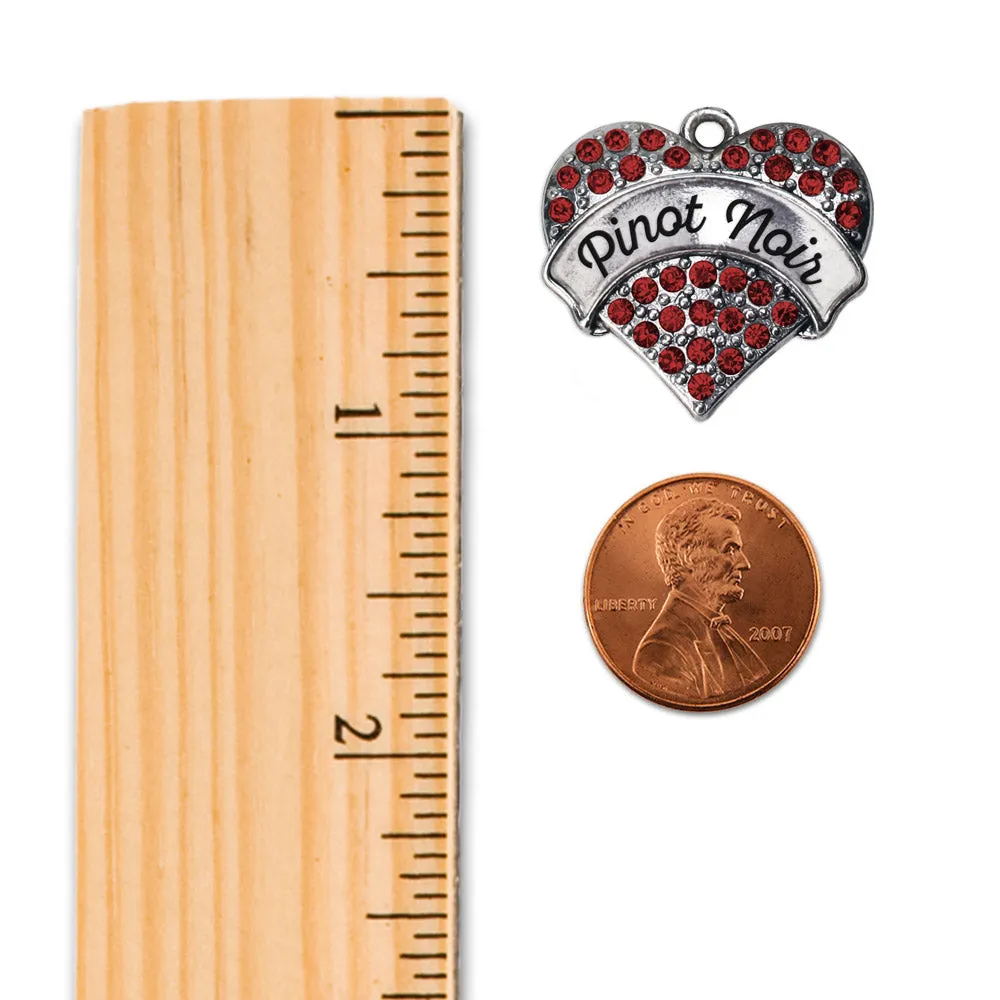 Silver Red Pinot Noir Red Pave Heart Charm Toggle Bracelet