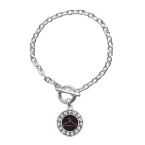 Silver Retail Circle Charm Toggle Bracelet