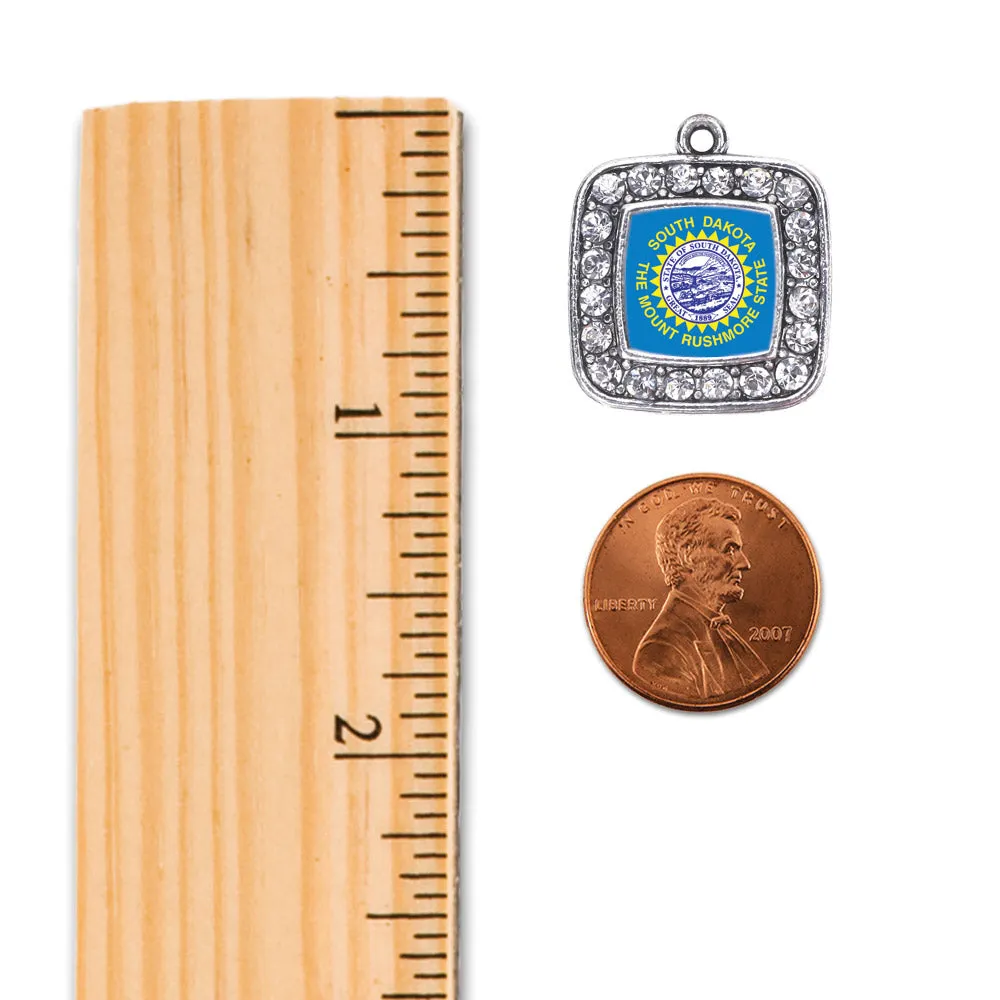 Silver South Dakota Flag Square Charm Toggle Bracelet