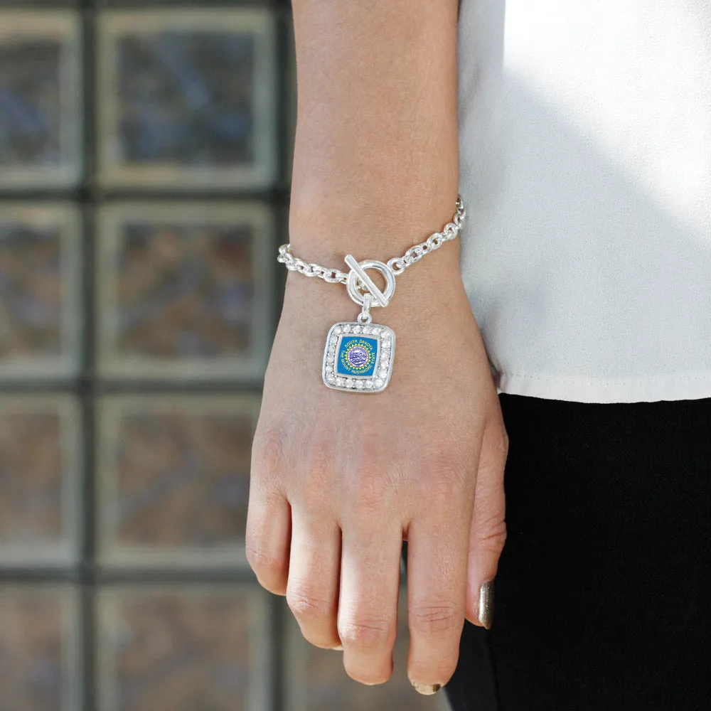 Silver South Dakota Flag Square Charm Toggle Bracelet