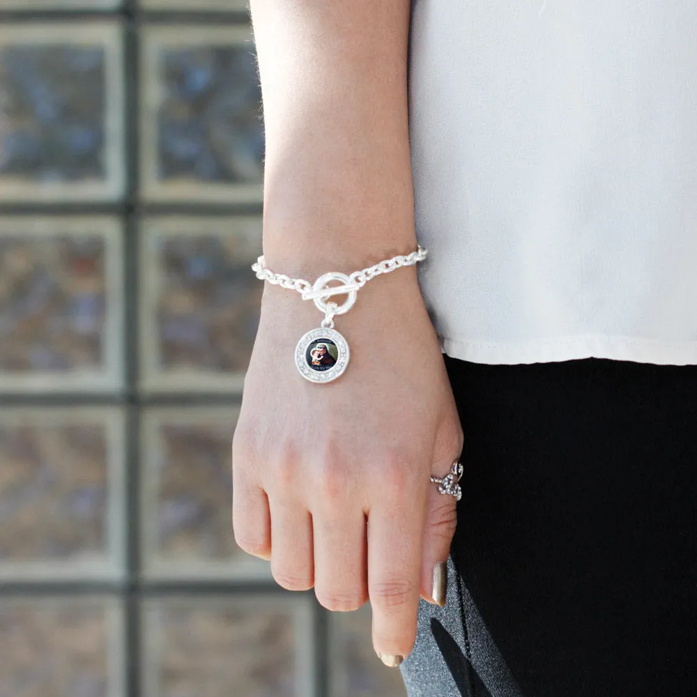 Silver St. Anthony Circle Charm Toggle Bracelet