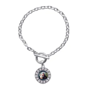 Silver St. Anthony Circle Charm Toggle Bracelet