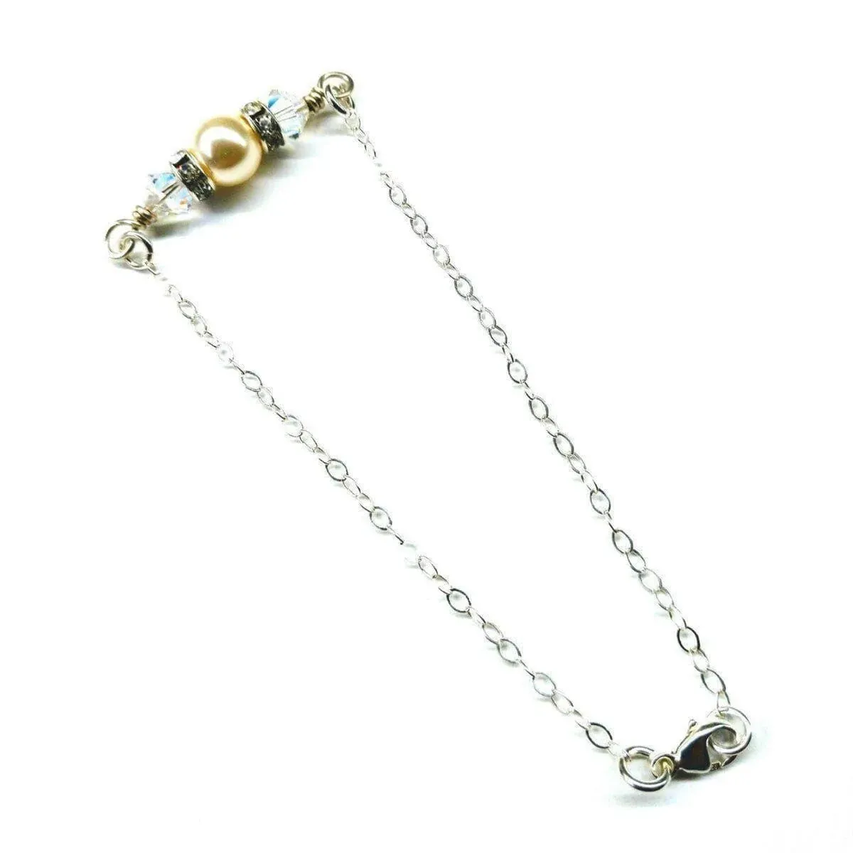 Silver Swarovski Crystal Pearl Bridal Bracelet