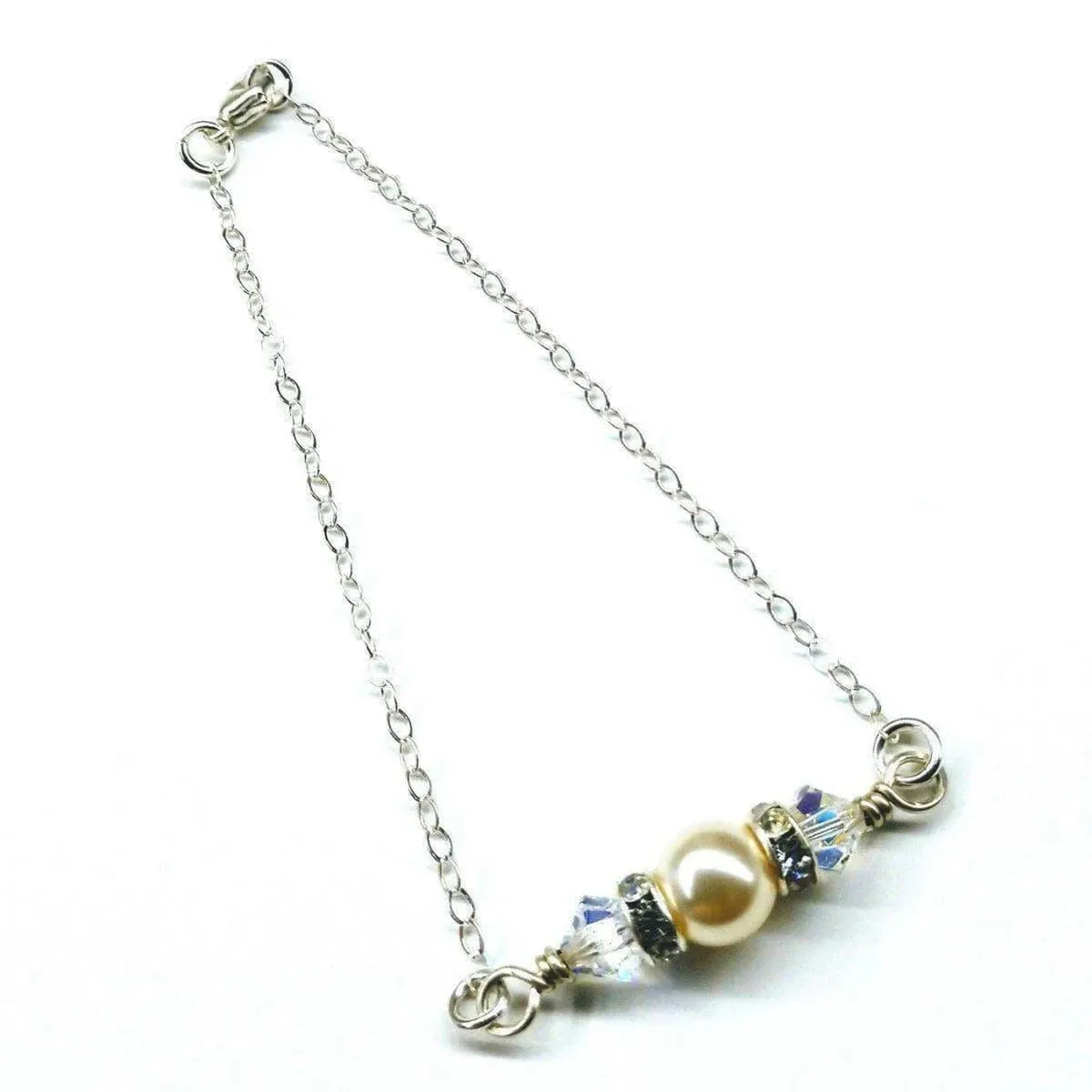 Silver Swarovski Crystal Pearl Bridal Bracelet