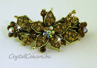 Small Flower & AB Rhinestone Barrette