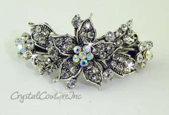 Small Flower & AB Rhinestone Barrette