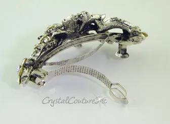 Small Flower & AB Rhinestone Barrette