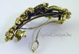 Small Flower & AB Rhinestone Barrette
