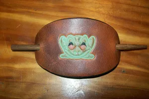 Small Leather Stick Barrette Cute Frog