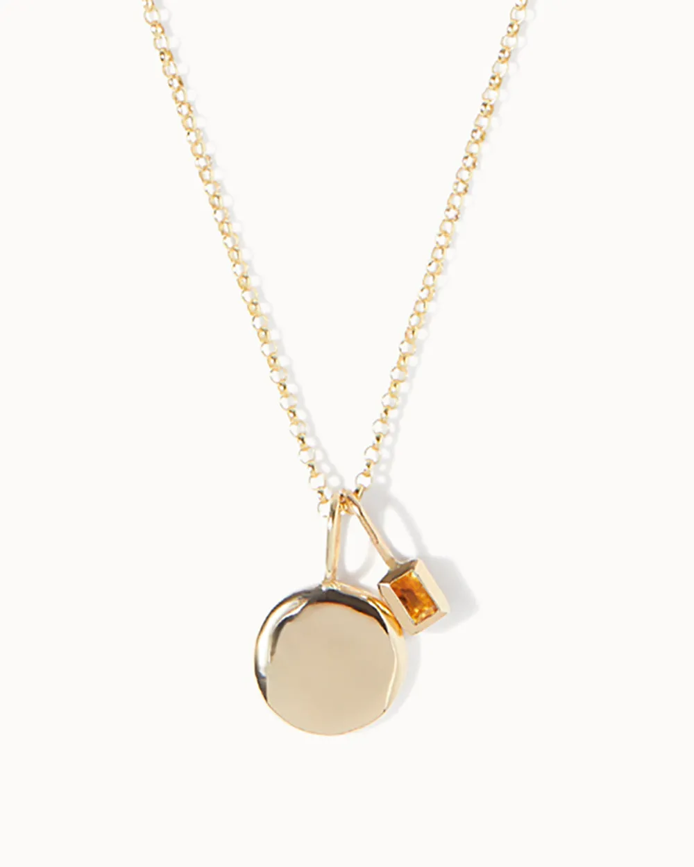 Solid Gold Citrine November Birthstone Necklace
