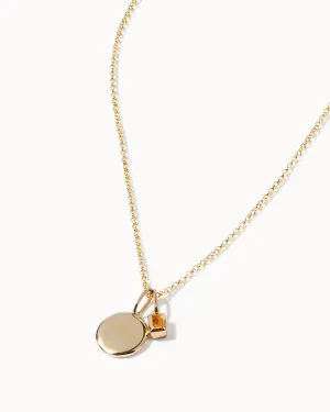 Solid Gold Citrine November Birthstone Necklace