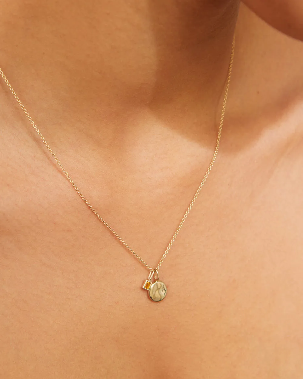 Solid Gold Citrine November Birthstone Necklace