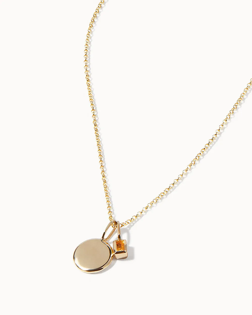 Solid Gold Citrine November Birthstone Necklace