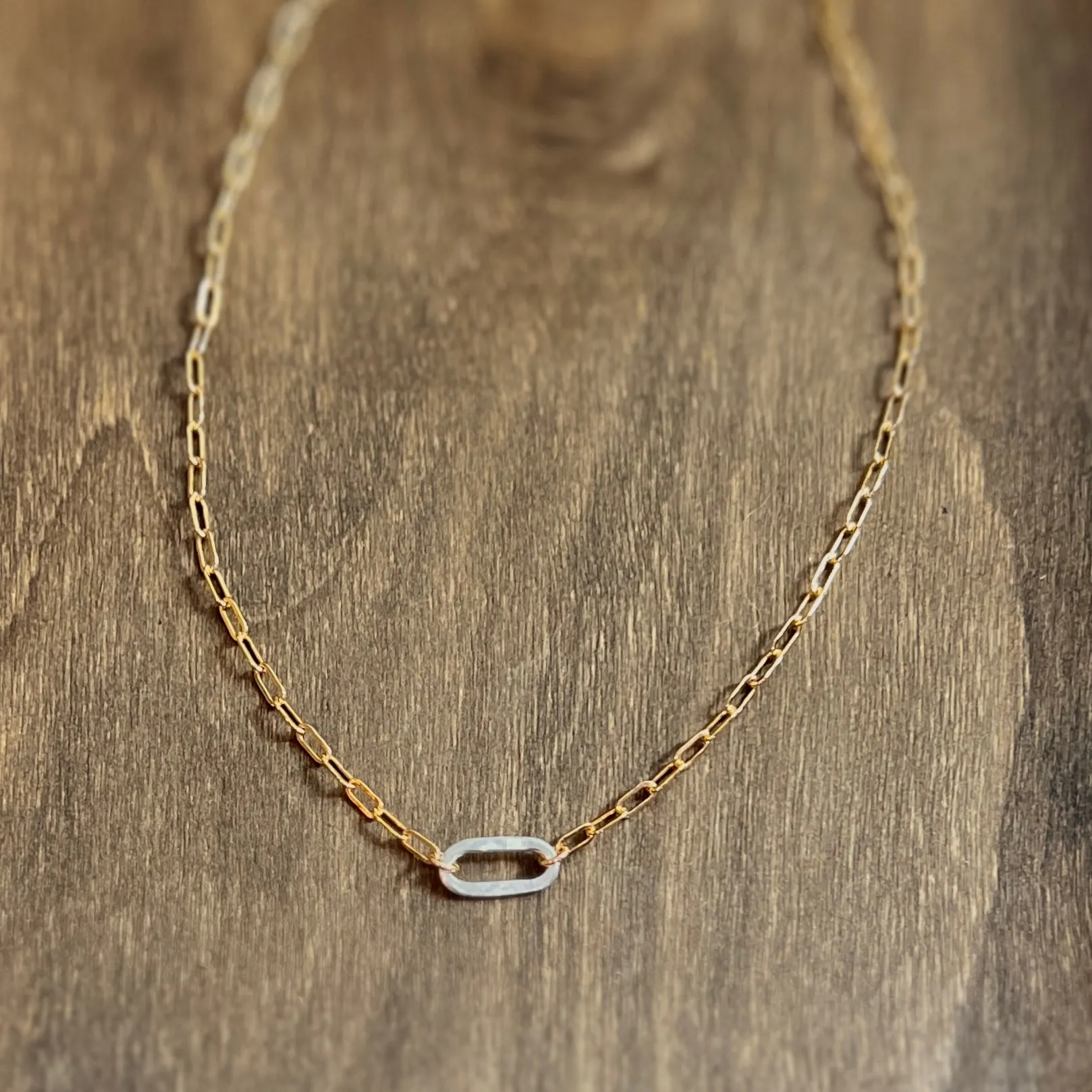 Sovereign Necklace Sm Gold Chain & Silver Link Mixed Metal