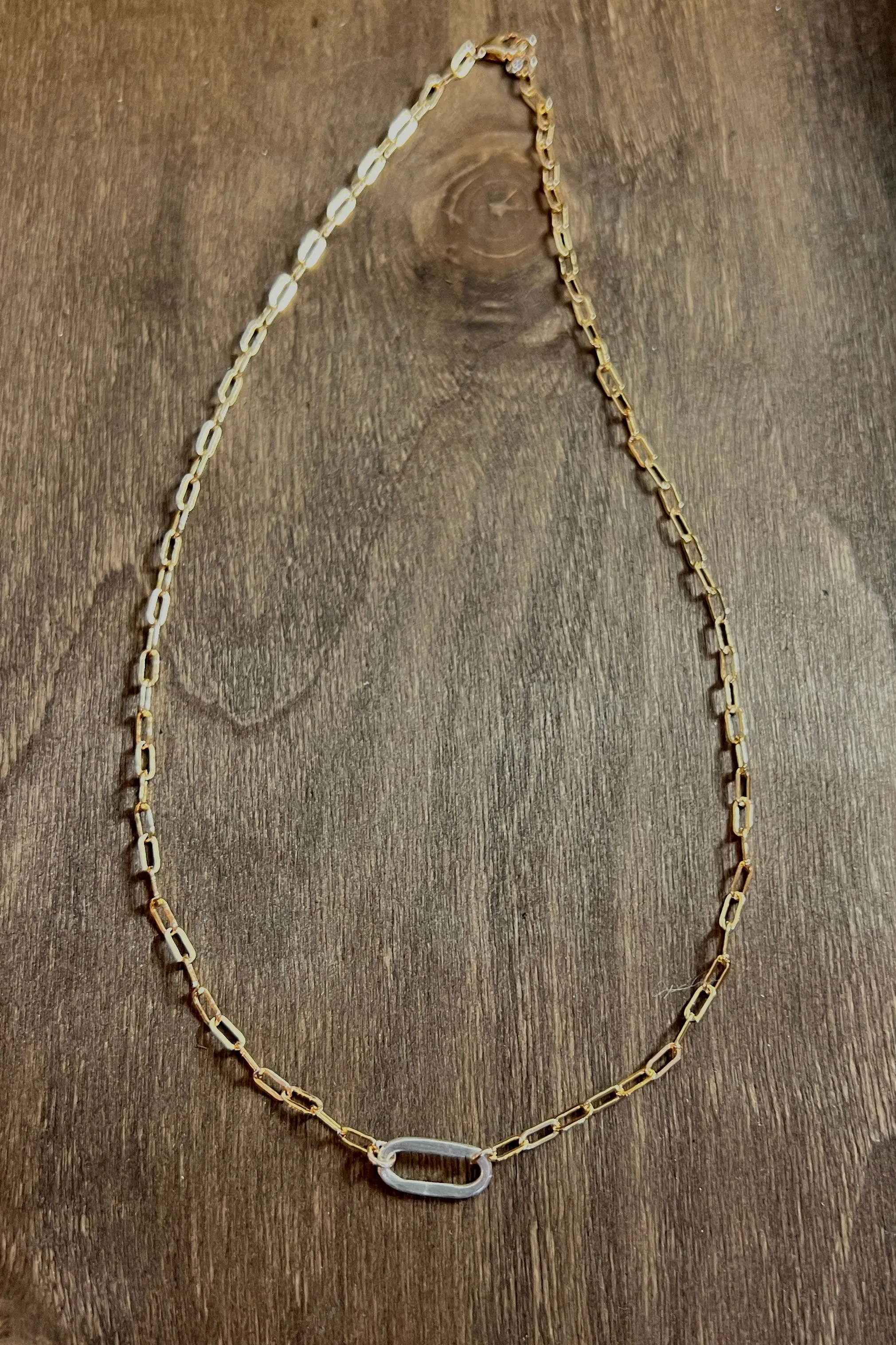 Sovereign Necklace Sm Gold Chain & Silver Link Mixed Metal