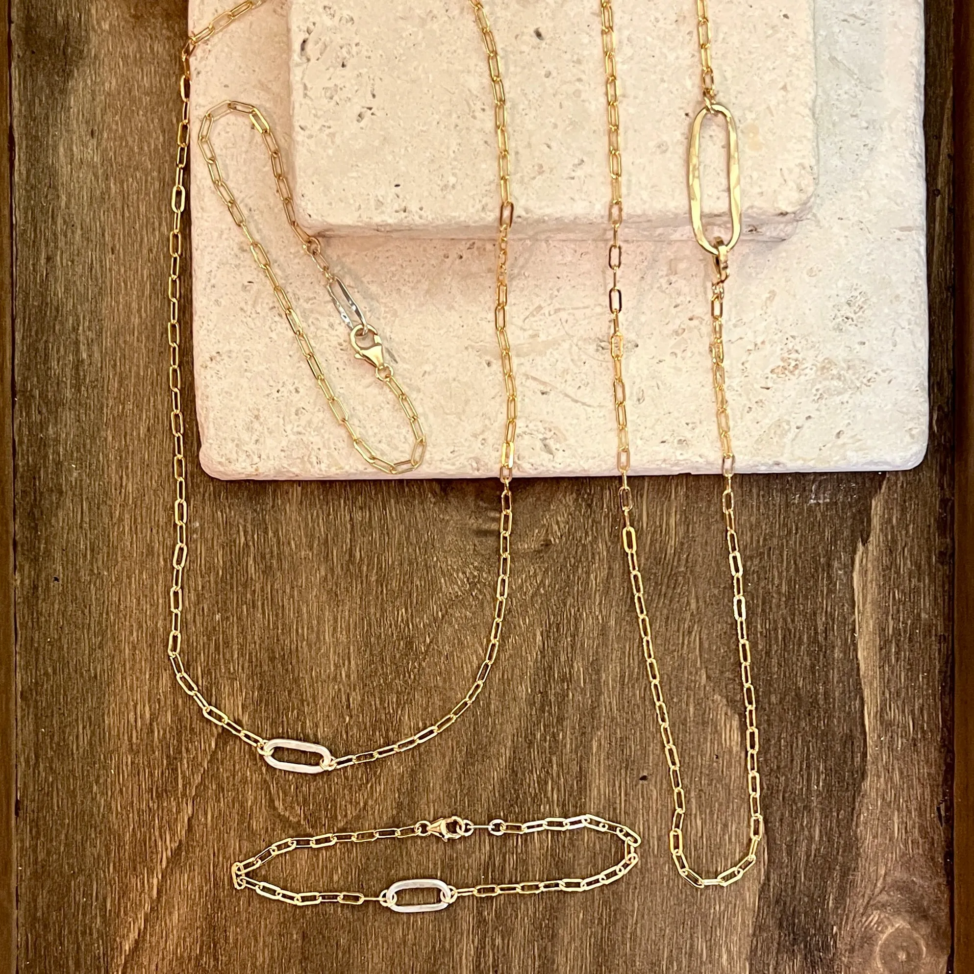 Sovereign Necklace Sm Gold Chain & Silver Link Mixed Metal
