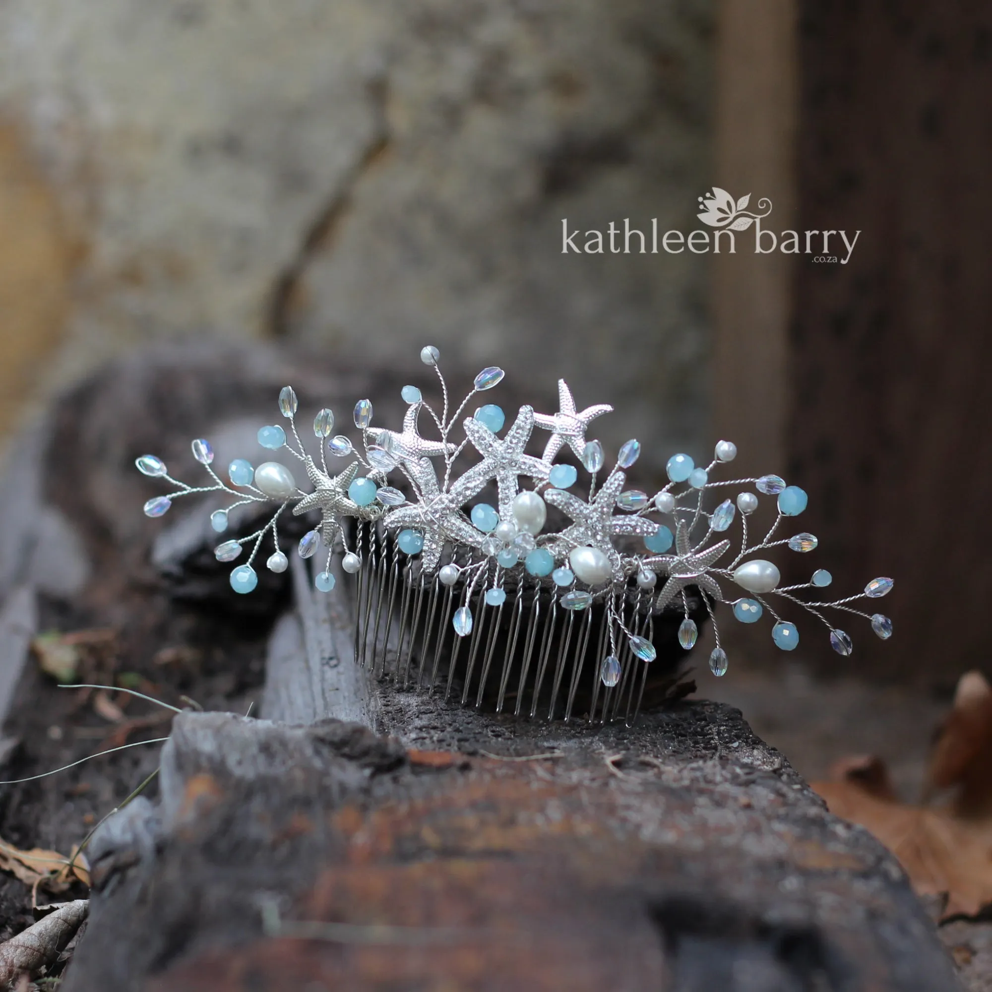 Starfish Crystal, Pearl & Rhinestone Comb - Color and finish options available