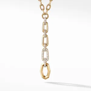 Stax Chain Link Y Necklace with Diamonds in 18K Gold