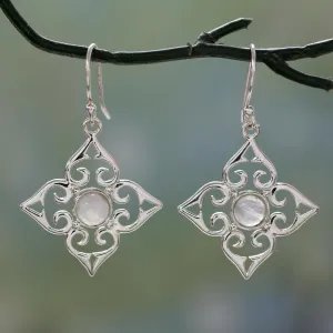 Sterling Silver Fair Trade Earrings with Rainbow Moonstone - Four Seasons | NOVICA