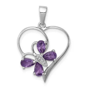Sterling Silver Gemstone Butterfly Heart Pendants