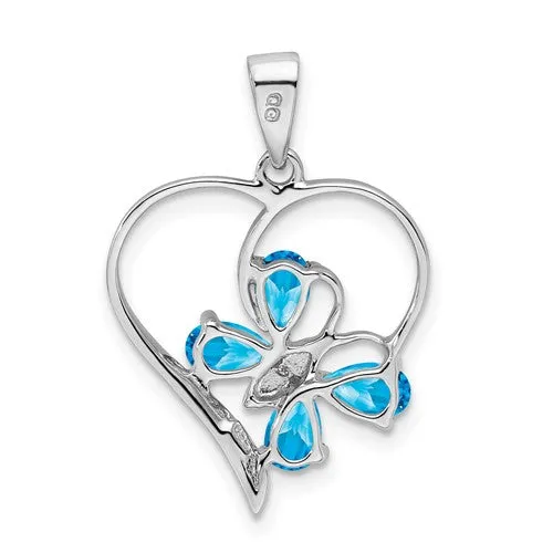 Sterling Silver Gemstone Butterfly Heart Pendants