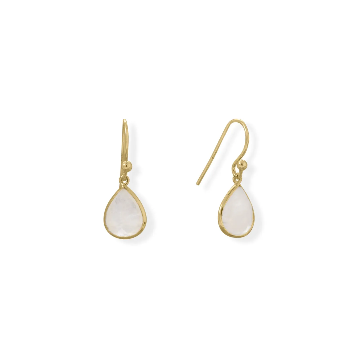 Sterling Silver Gold Plated Pear Rainbow Moonstone Earrings