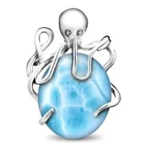 Sterling Silver Larimar Octopus 20 inch Necklace