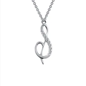 Sterling Silver Simulated Diamond Initial S Necklace