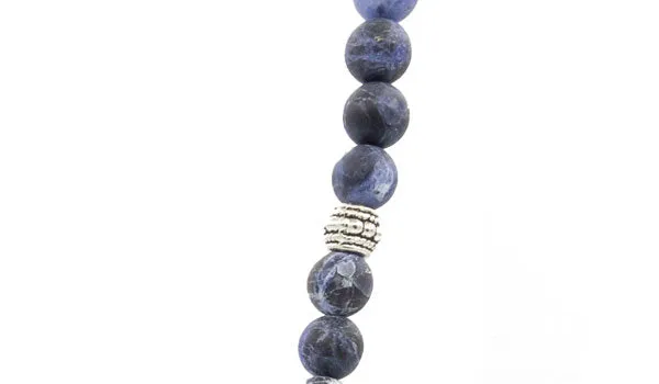 Sterling Silver Sodalite Gloss & Matte Balinese Natural Gemstone Necklace